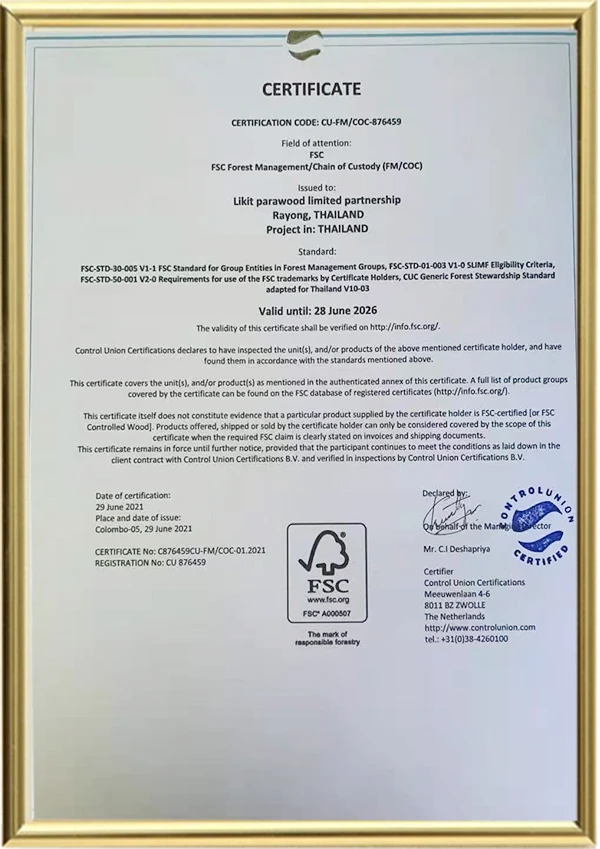 Raw Material Fumigation Certificate