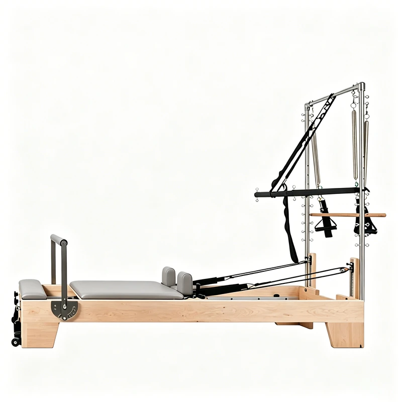 MJD-W23A Studio Maple Wood Pilates Reformer with Half Tower