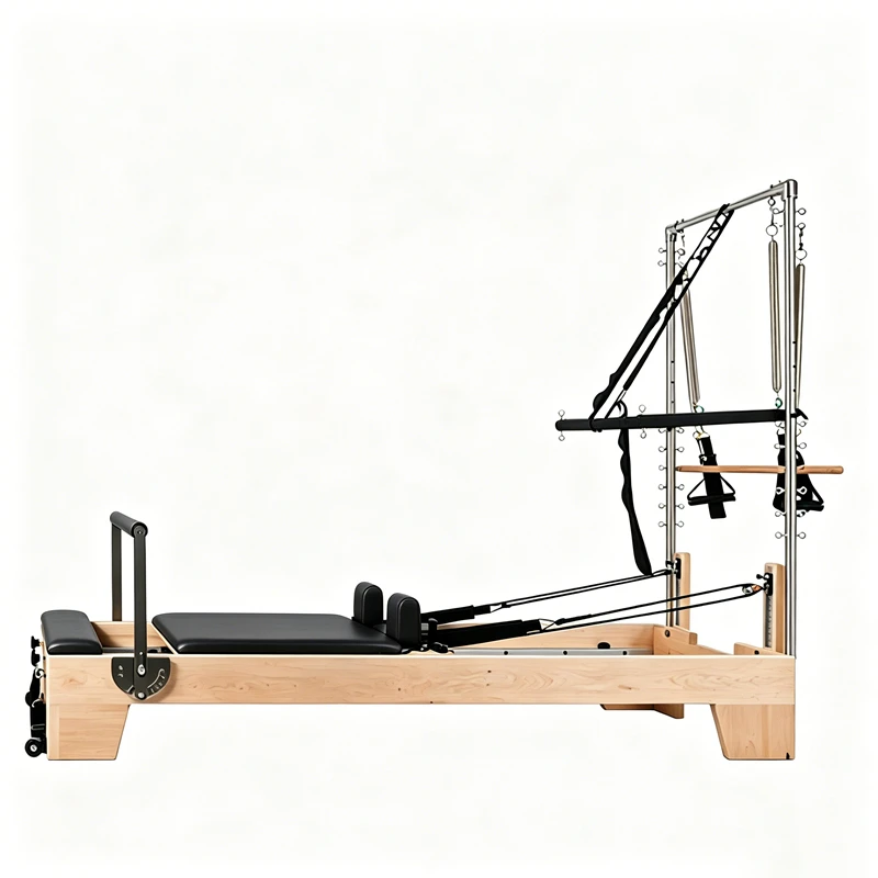 MJD-W23A Studio Maple Wood Pilates Reformer with Half Tower