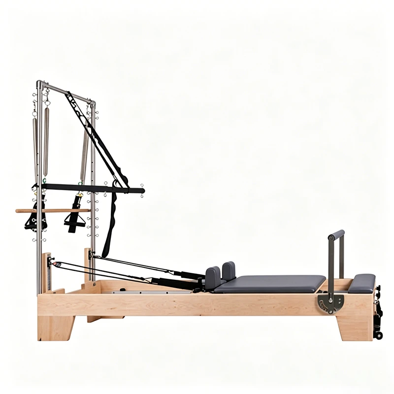 MJD-W23A Studio Maple Wood Pilates Reformer with Half Tower