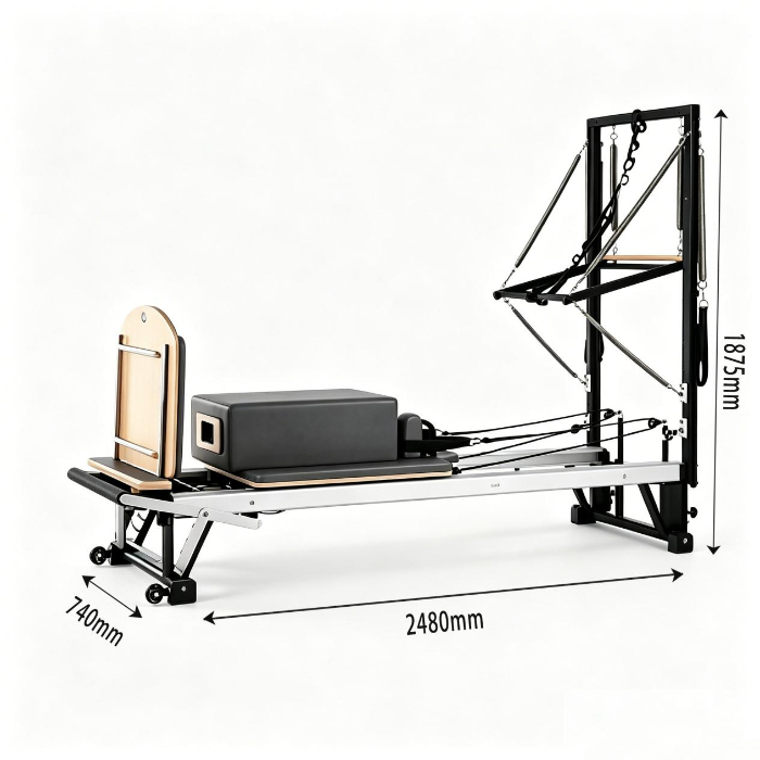 MJD-W47 Merrithew Aluminum Pilates Reformer with Half Tower Adjustable Springs