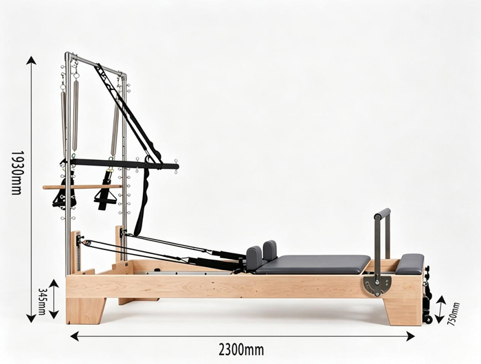 MJD-W23A Studio Maple Wood Pilates Reformer with Half Tower